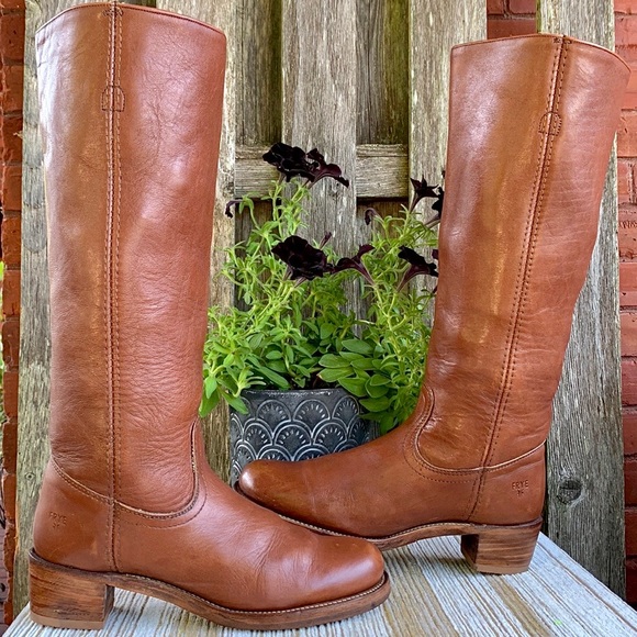 Sold FRYE Vintage USA Tall Knee High Campus Brown Leather Stovepipe Riding Boots - Picture 3 of 14